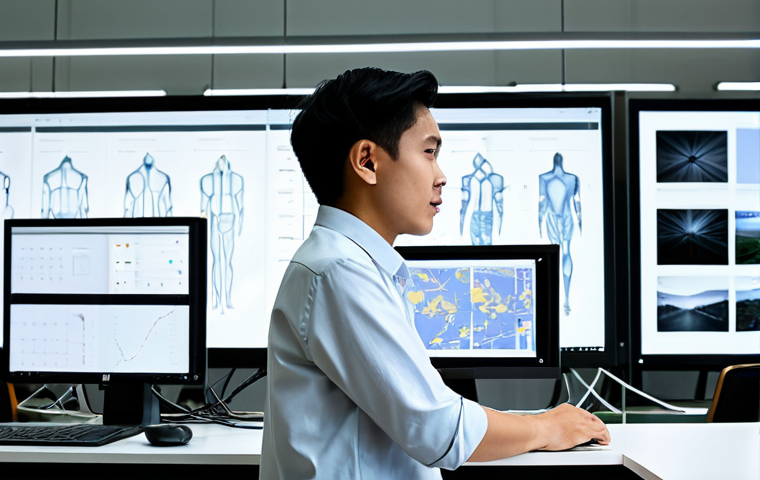 "A modern design studio in Bangkok. A young Thai designer, fully clothed in a stylish, modest outfit, is collaborating with international designers on a sustainable product design project. They are using digital design software on large monitors. The studio features traditional Thai art elements blended with minimalist decor. Safe for work, appropriate content, professional environment, perfect anatomy, natural proportions, high-resolution photography, family-friendly."