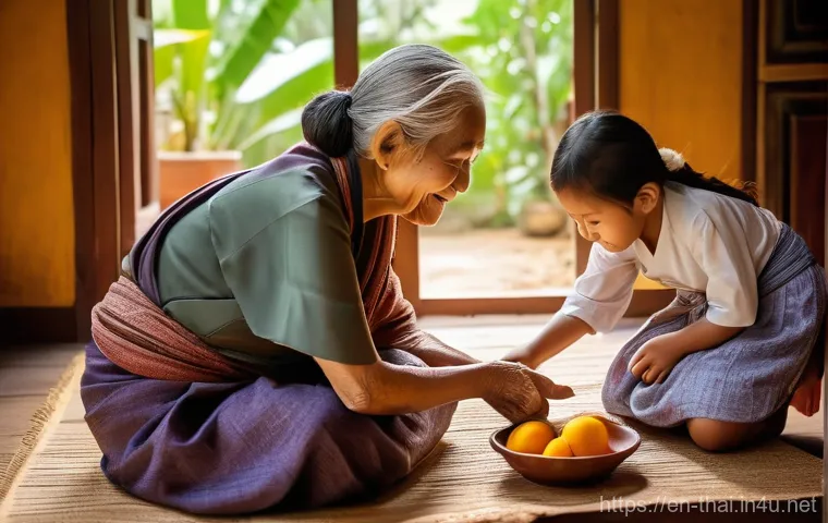 태국의 최신 영화 제작 - **Prompt 1: Heartwarming Intergenerational Bond in a Traditional Thai Home**
    *   **Description:*...