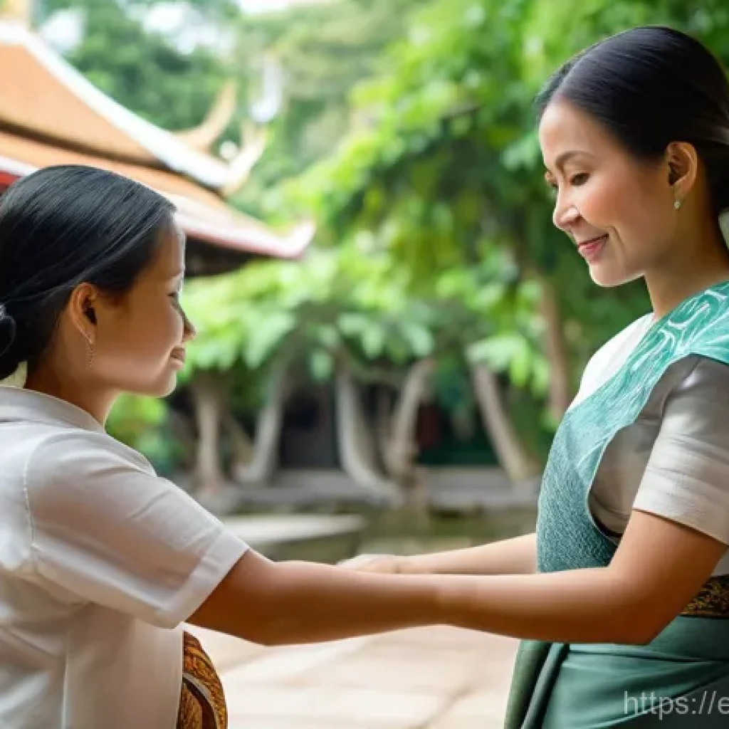 태국 주요 민족과 문화 - **A Serene Moment of Respect: The Thai Wai**
**Prompt:** A heartwarming, hyperrealistic photogra...