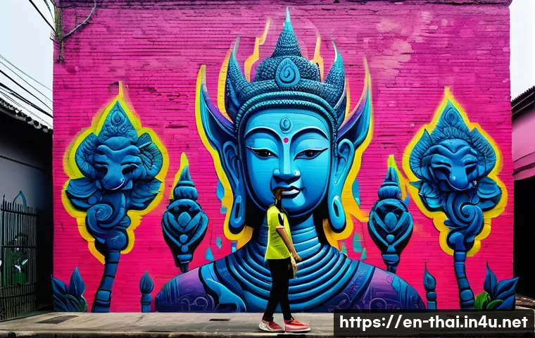 태국의 현대 예술 트렌드 - **Urban Art Kaleidoscope in Charoenkrung**
"A vibrant and bustling alleyway in Bangkok's histori...