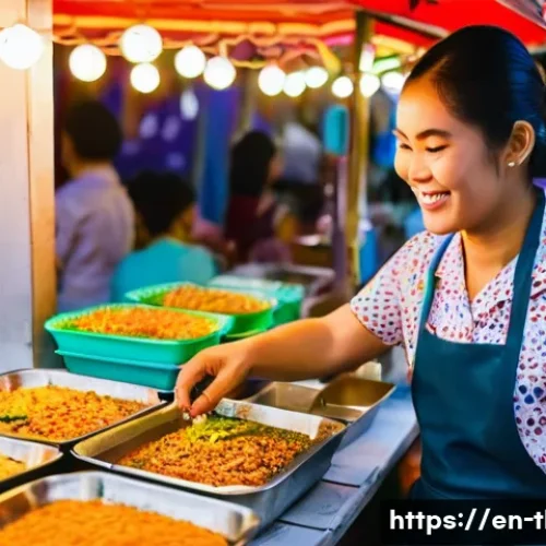 Home 28 태국의 비즈니스 트렌드 - **Prompt:** A vibrant, bustling night market in Bangkok, Thailand, illuminated by warm string lights...