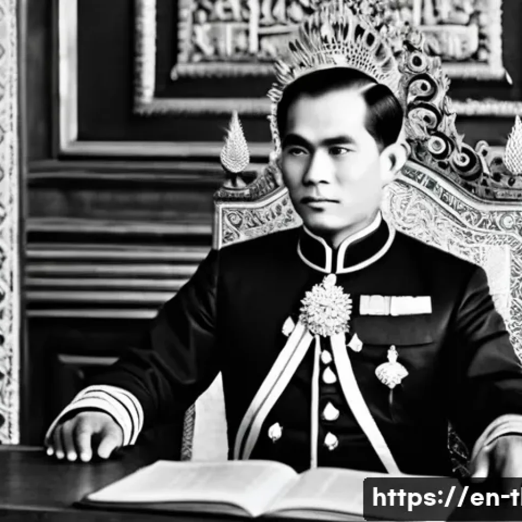 태국의 독립 운동가 - **Prompt Title:** King Mongkut's Diplomatic Vision and Scholarly Pursuit
**Image Prompt:** A dig...