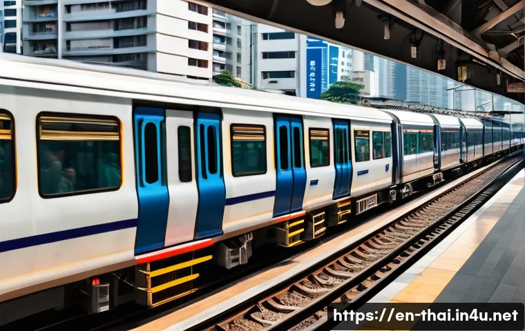 방콕 교통 이용법 - A bustling Bangkok BTS Skytrain station during peak hour, with diverse commuters standing shoulder-t...