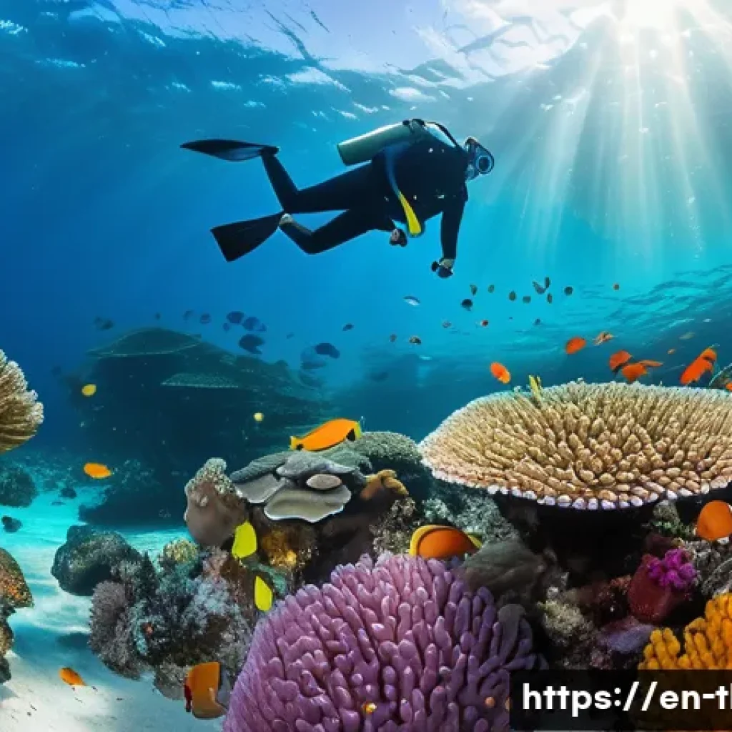 태국에서 다이빙 배우기 - A vibrant underwater scene in the clear tropical waters off Phuket, Thailand, showcasing a diverse c...