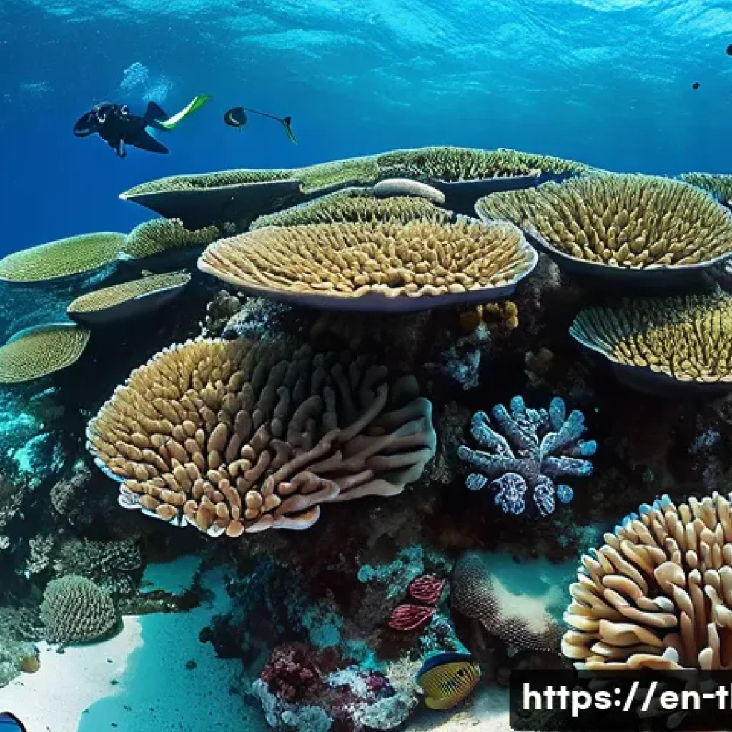 태국의 해양 생물 체험 - A vibrant underwater scene in the Similan Islands showcasing a dense coral reef garden with diverse ...