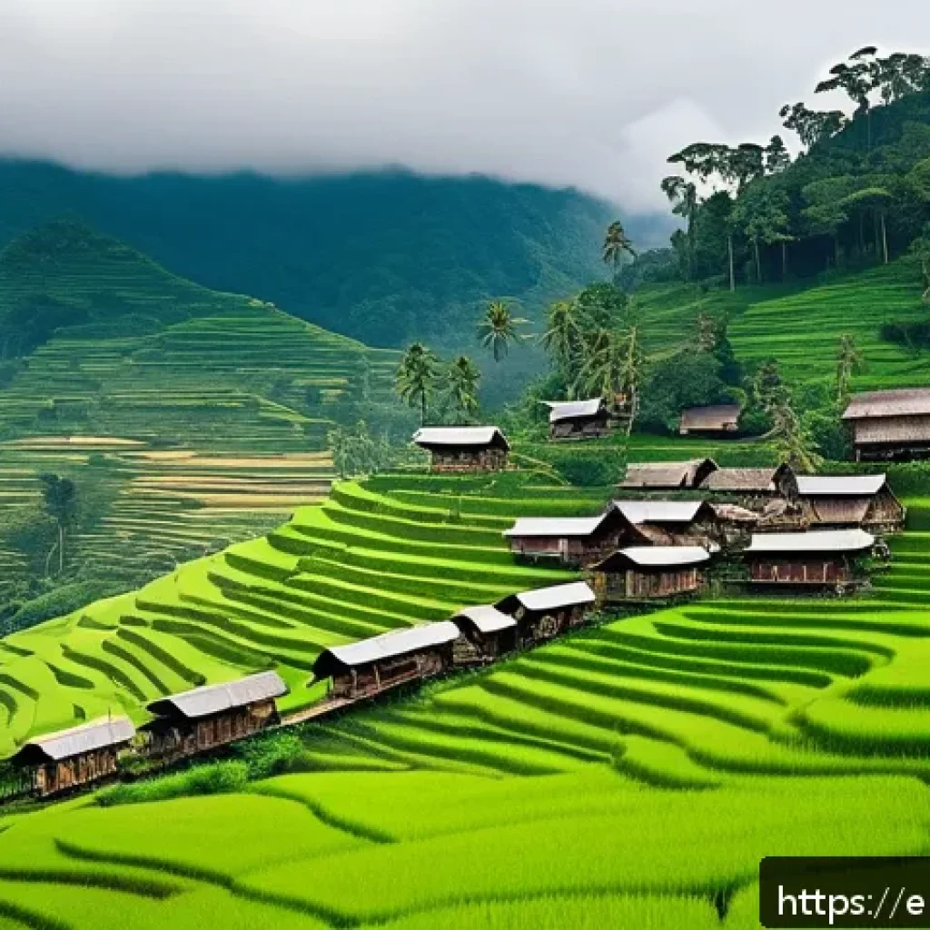 태국의 철도 여행 루트 - A vibrant scene of a traditional Thai hill tribe village viewed from a train window winding through ...