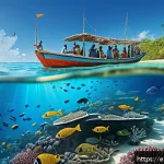 Home 18 태국의 해양 보호 노력 - A vibrant underwater scene showcasing a community-led coral reef restoration event in a tropical coa...